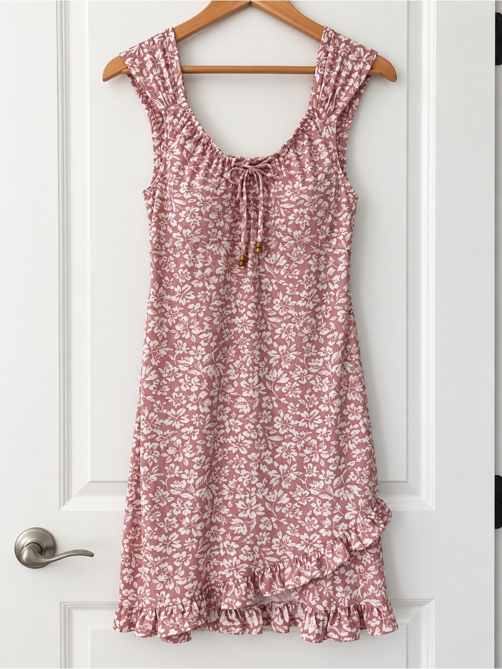 No Boundaries Dusty Rose Pink Floral Ruffle Hem Dress - Size 7/9